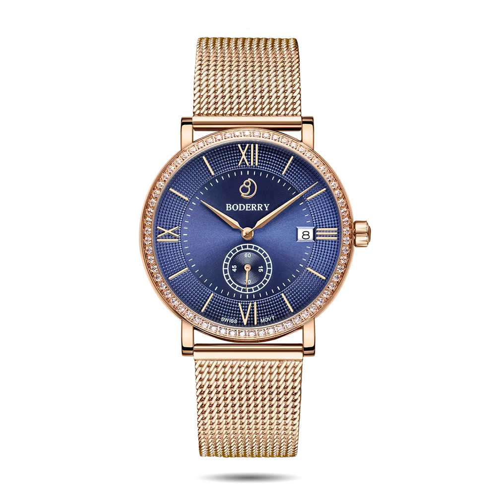 ELEGANT II - Swiss Quartz Movement Watch | Rose Gold & Mesh Strap