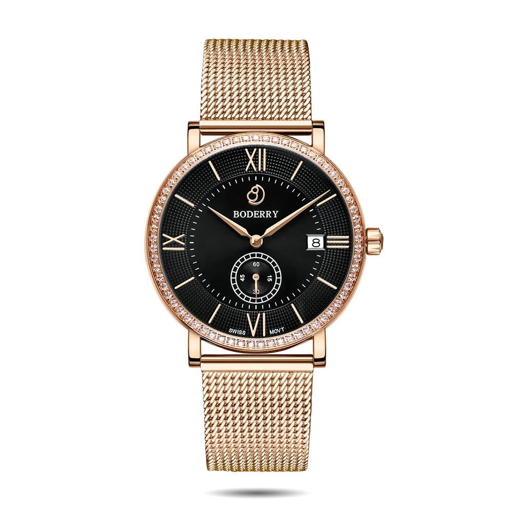 ELEGANT II - Swiss Quartz Movement Watch | Rose Gold & Mesh Strap
