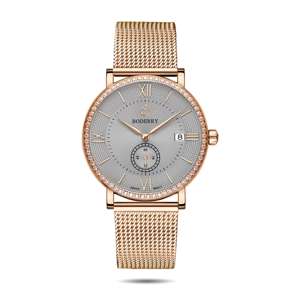 ELEGANT II - Swiss Quartz Movement Watch | Rose Gold & Mesh Strap