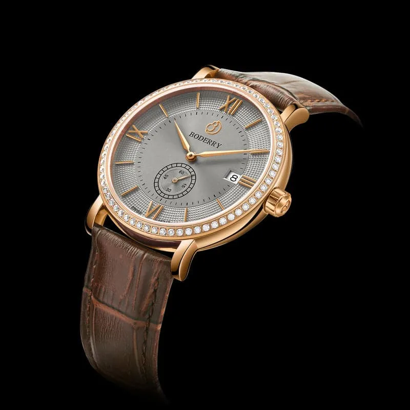 ELEGANT II - Swiss Quartz Movement Watch | Rose Gold Case & Grey Dial