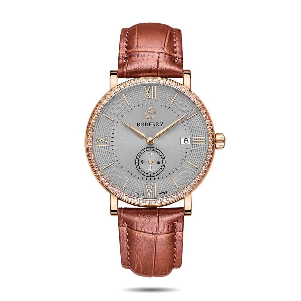ELEGANT II - Swiss Quartz Movement Watch | Rose Gold Case & Grey Dial