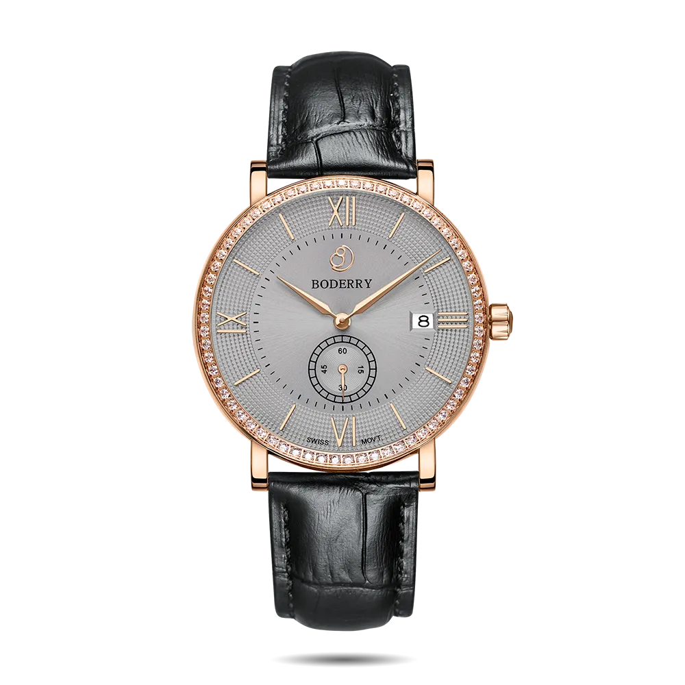 ELEGANT II - Swiss Quartz Movement Watch | Rose Gold Case & Grey Dial