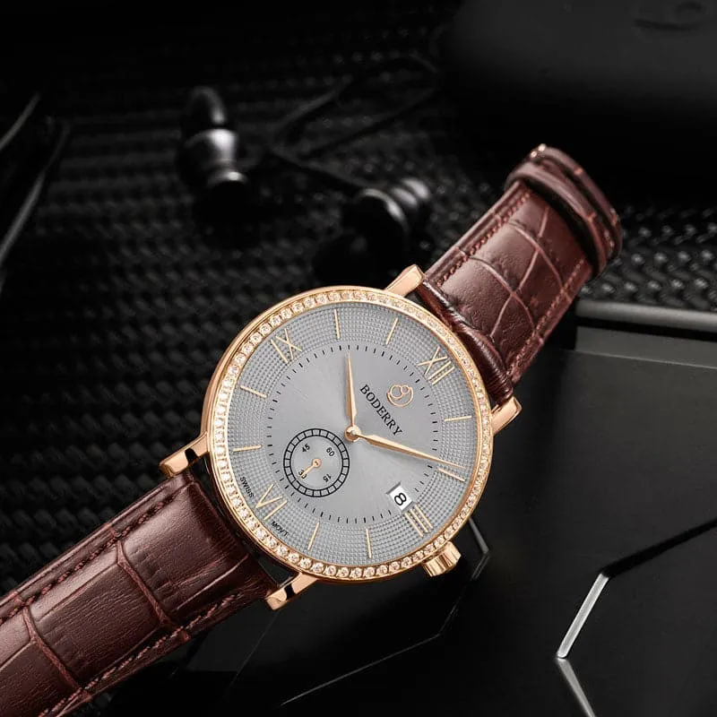 ELEGANT II - Swiss Quartz Movement Watch | Rose Gold Case & Grey Dial