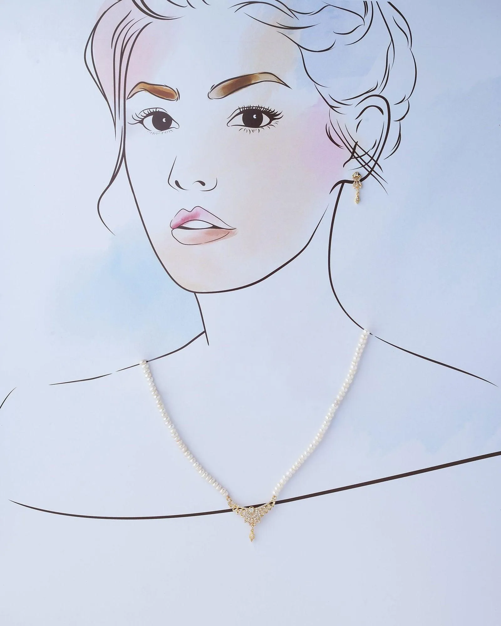 Elegant Real Pearl Necklace Set