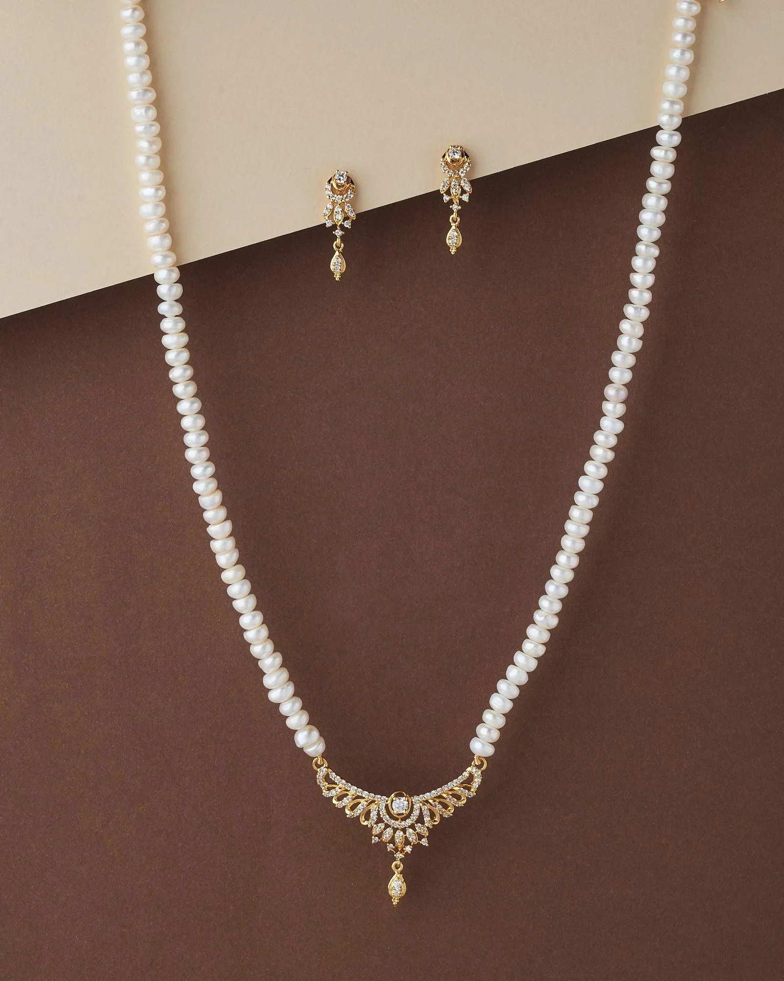 Elegant Real Pearl Necklace Set