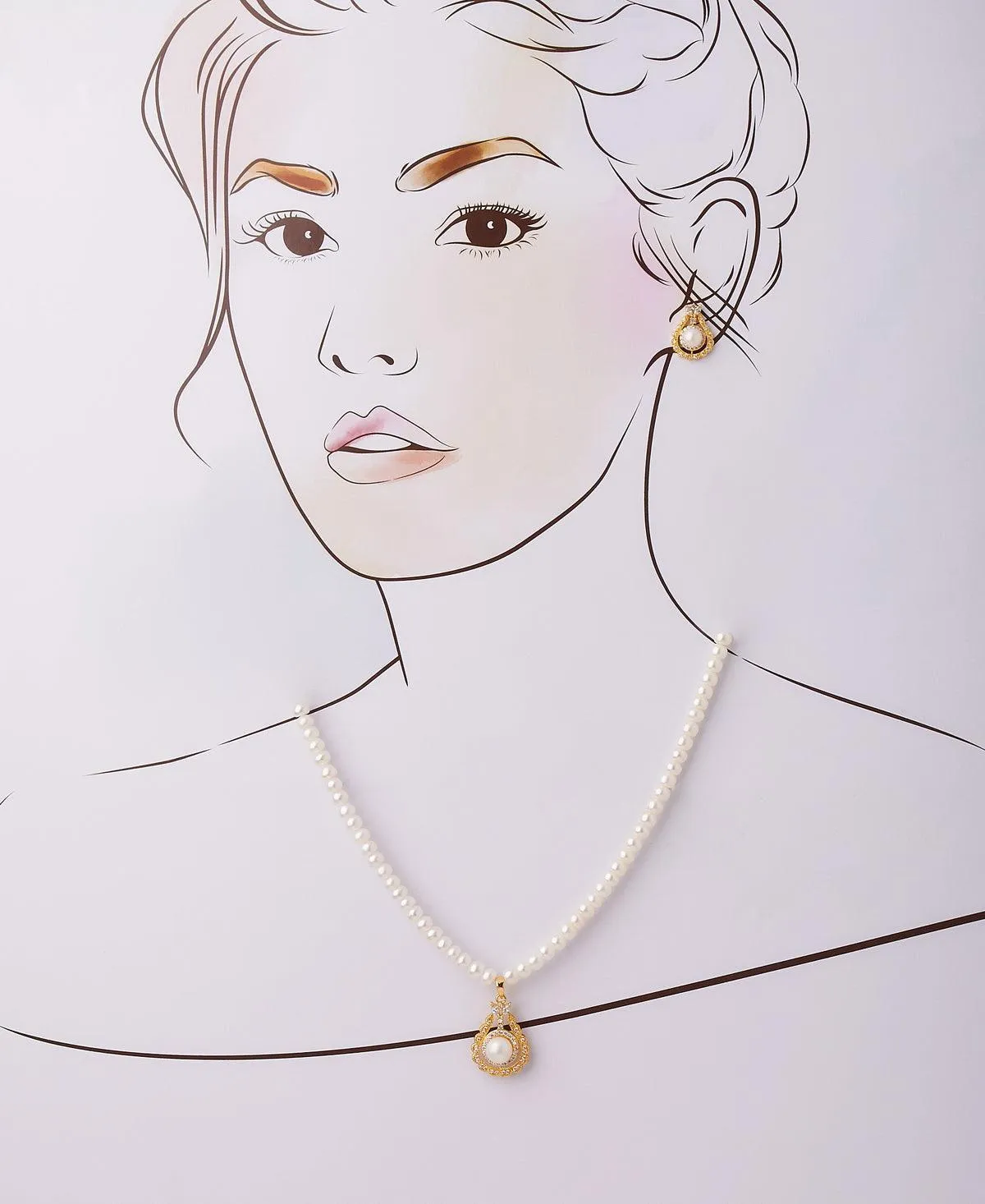 Elegant Real Pearl Necklace Set