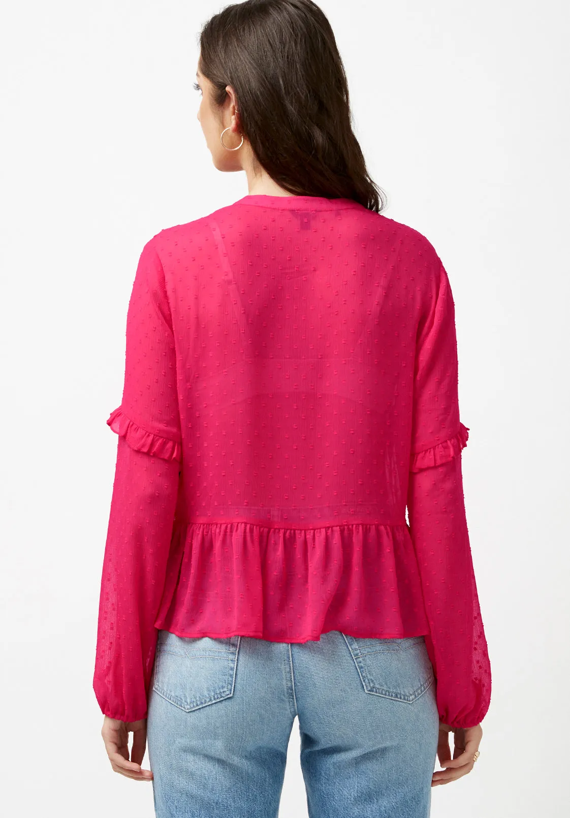 Gail Women's Long Sleeve Blouse in Fuchsia - WT0663P