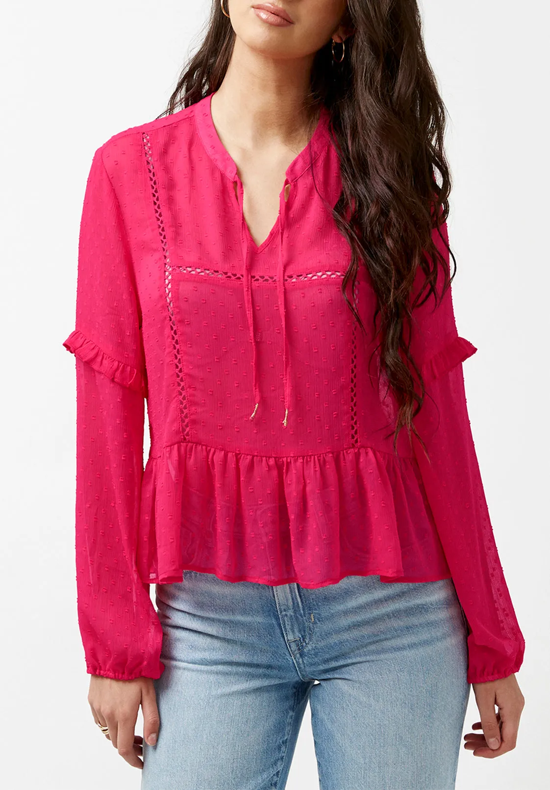 Gail Women's Long Sleeve Blouse in Fuchsia - WT0663P
