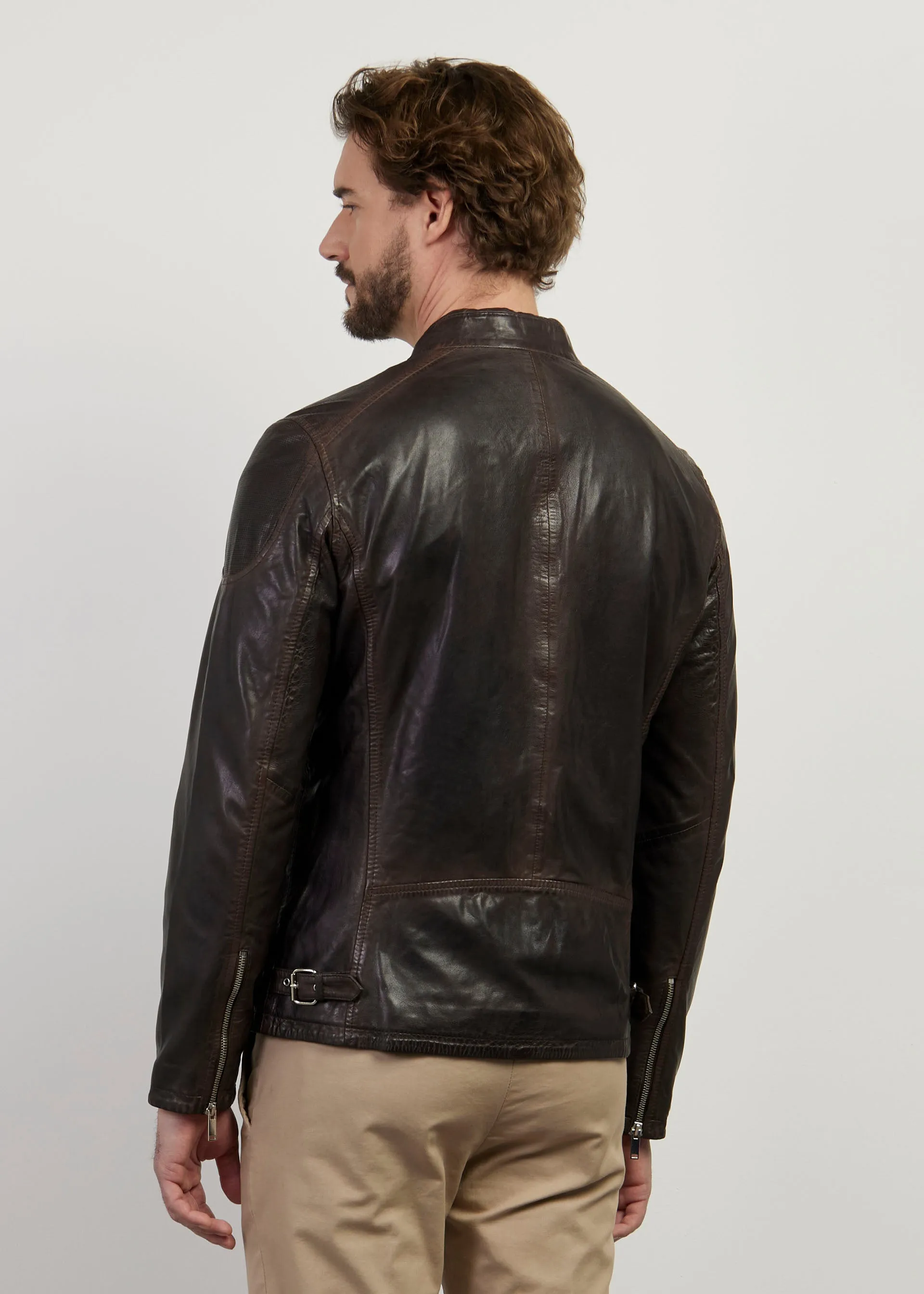Giacca biker in pelle