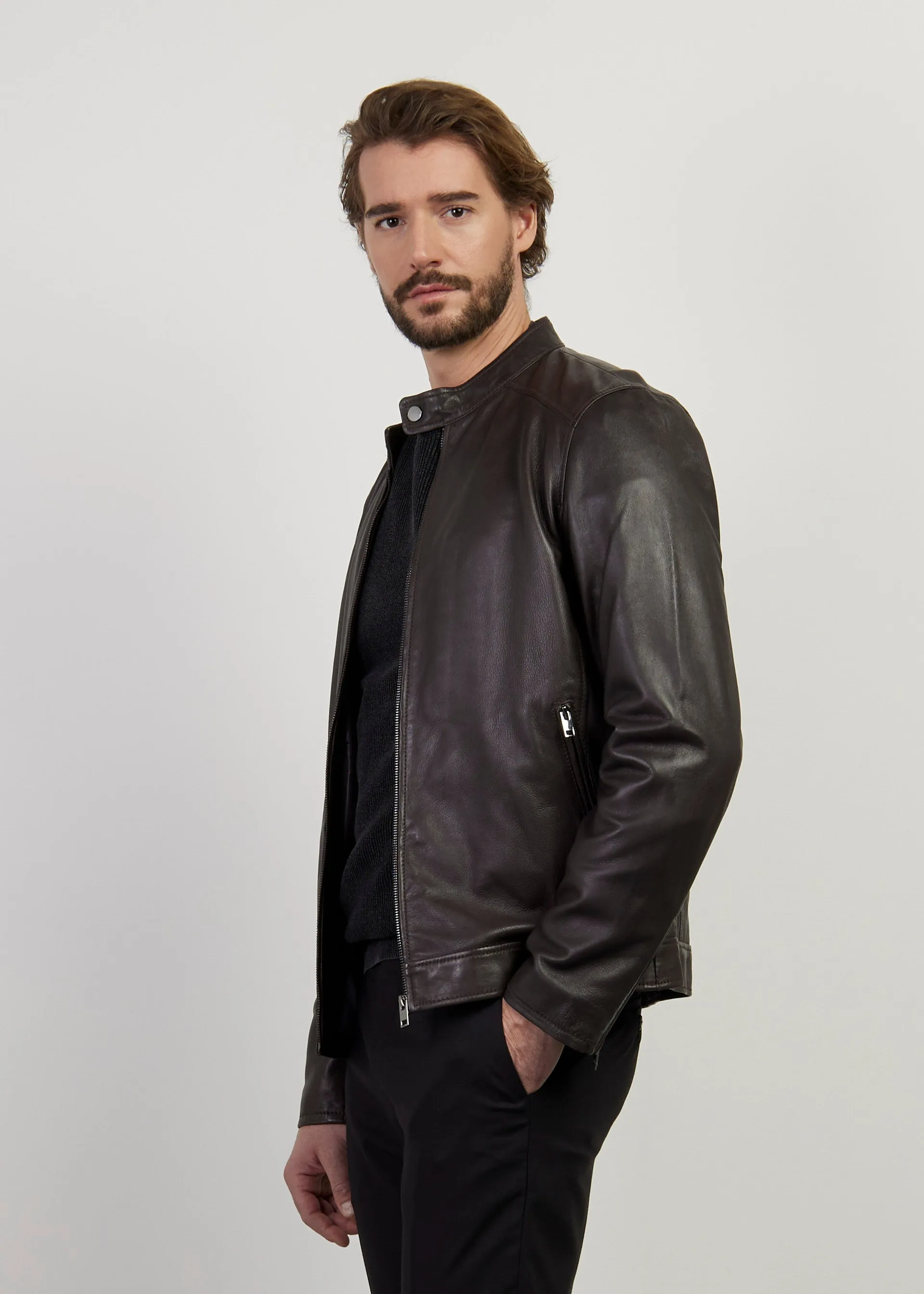 Giacca biker in pelle