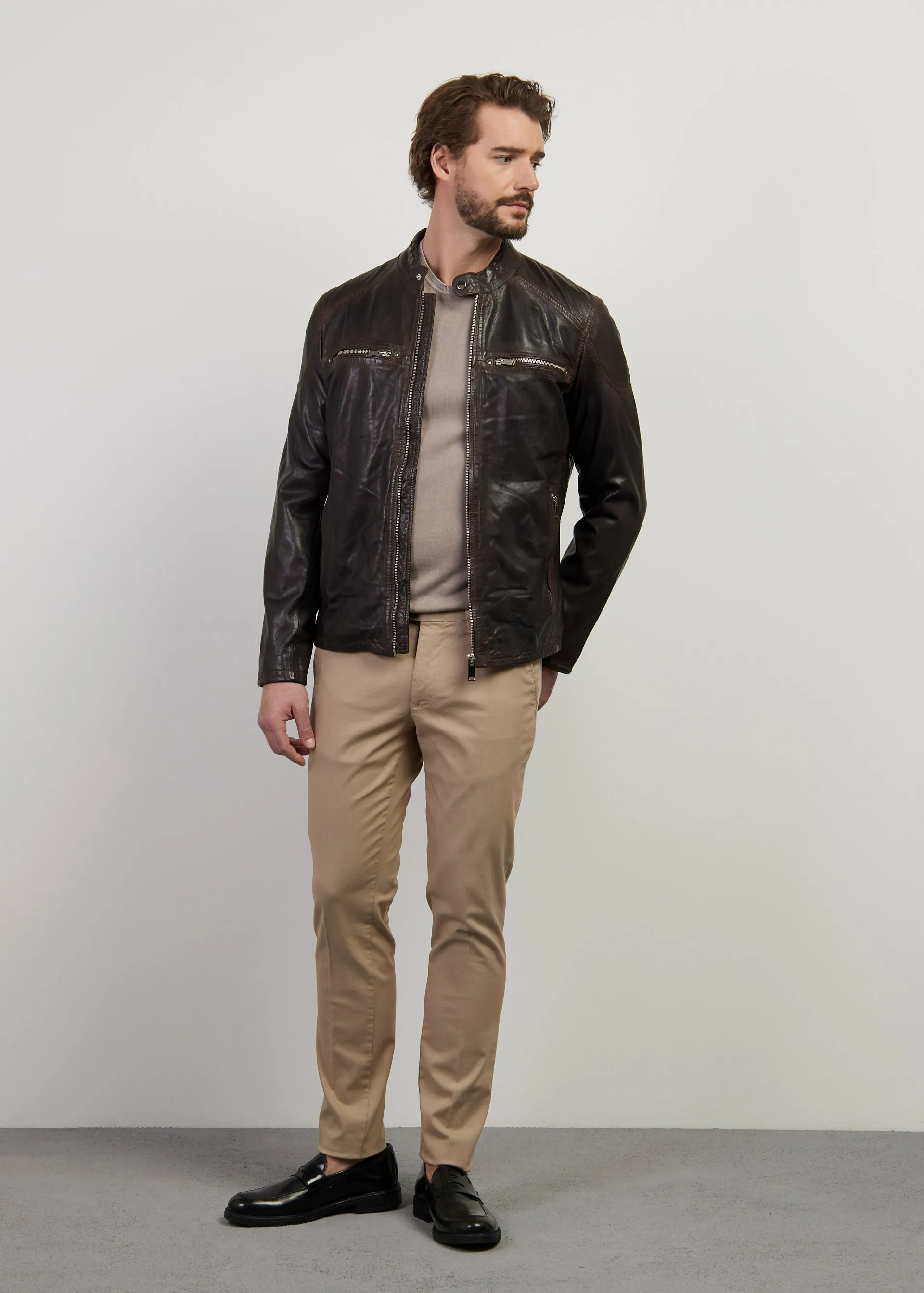 Giacca biker in pelle