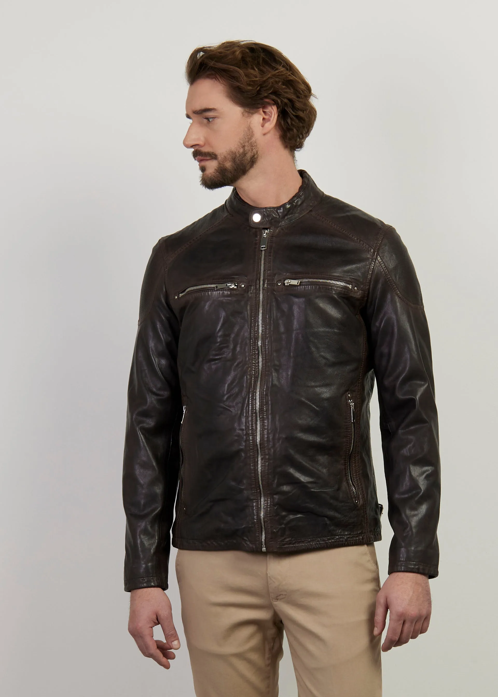 Giacca biker in pelle