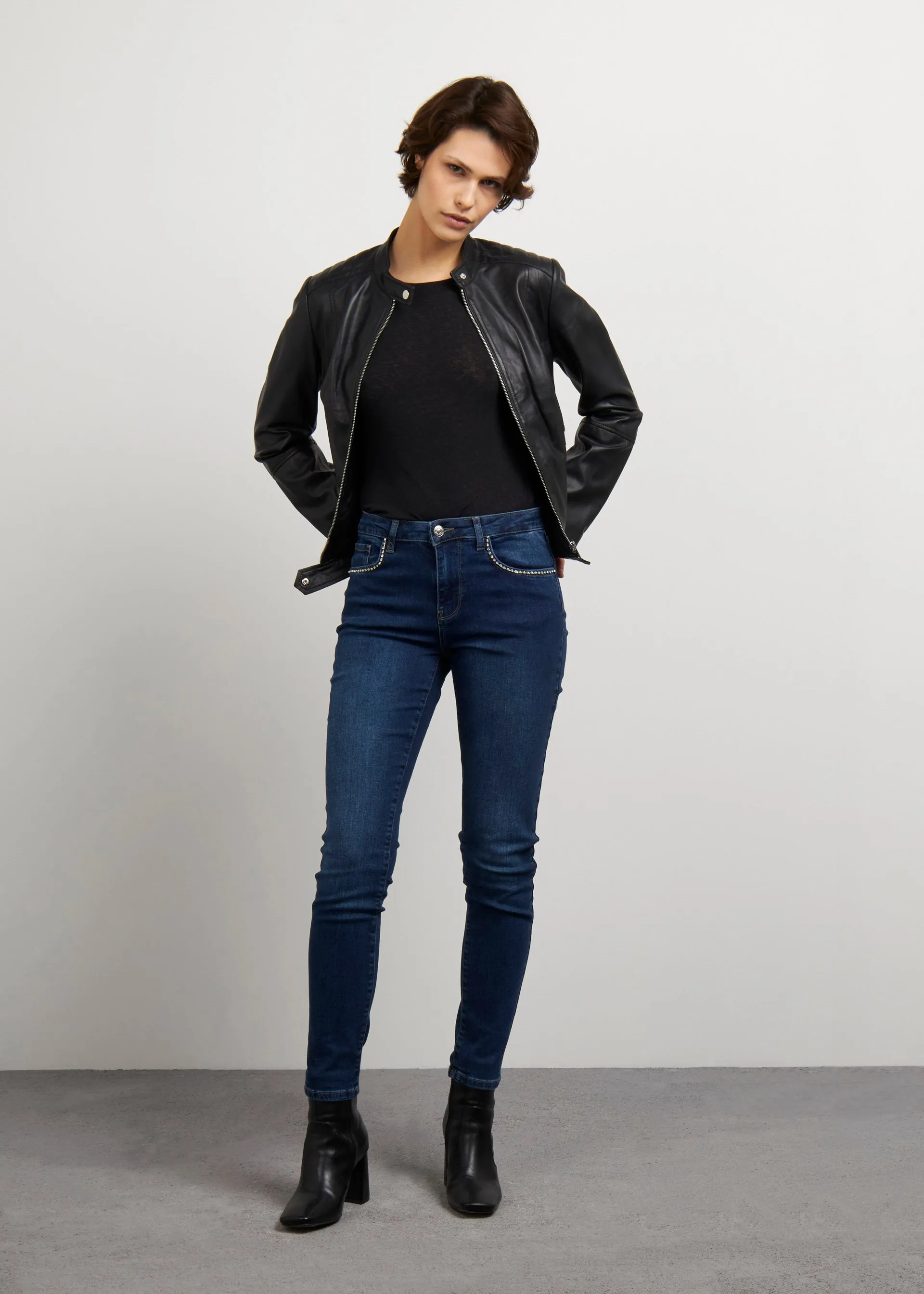 Giacca biker in pelle