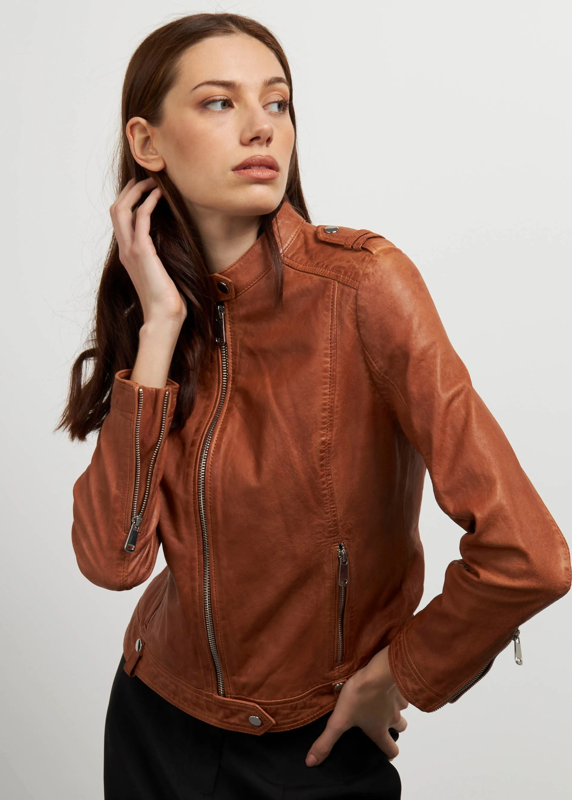 Giacca biker in pelle