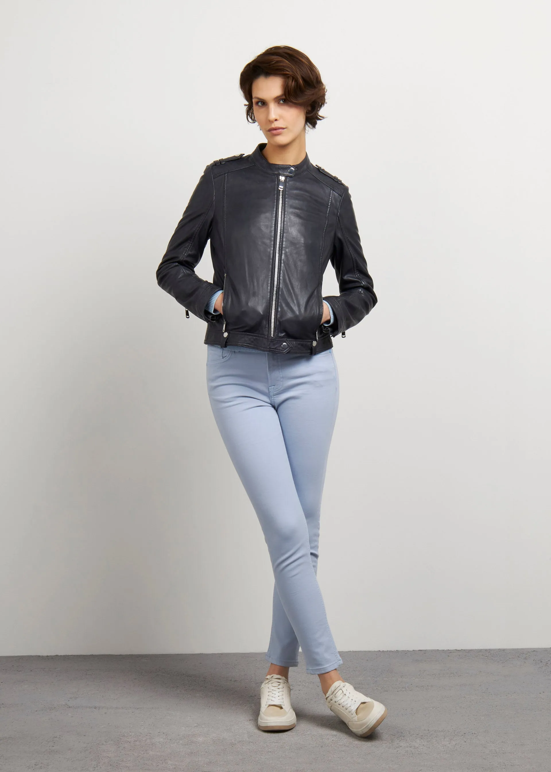 Giacca biker in pelle