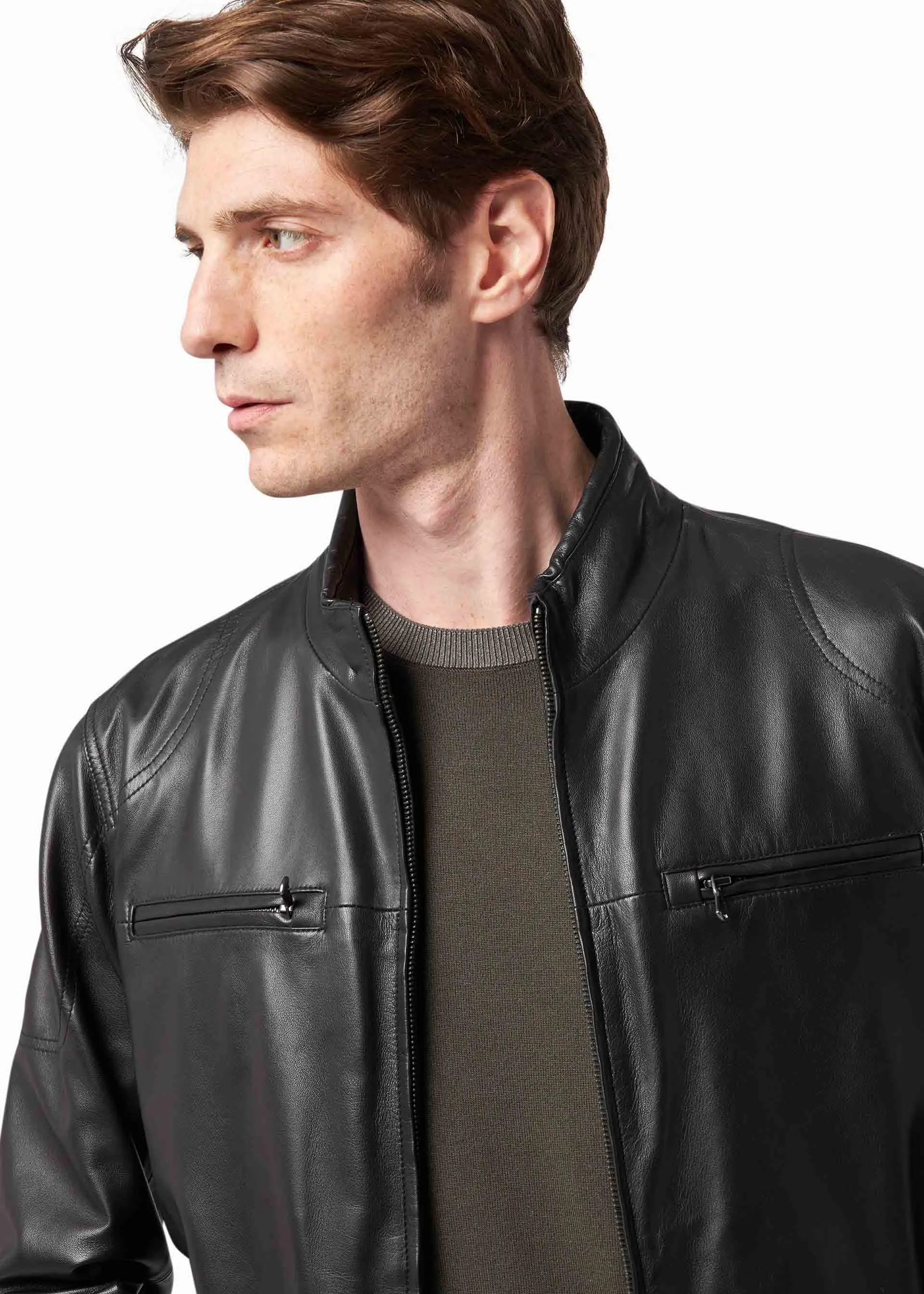 Giubbotto biker in pelle