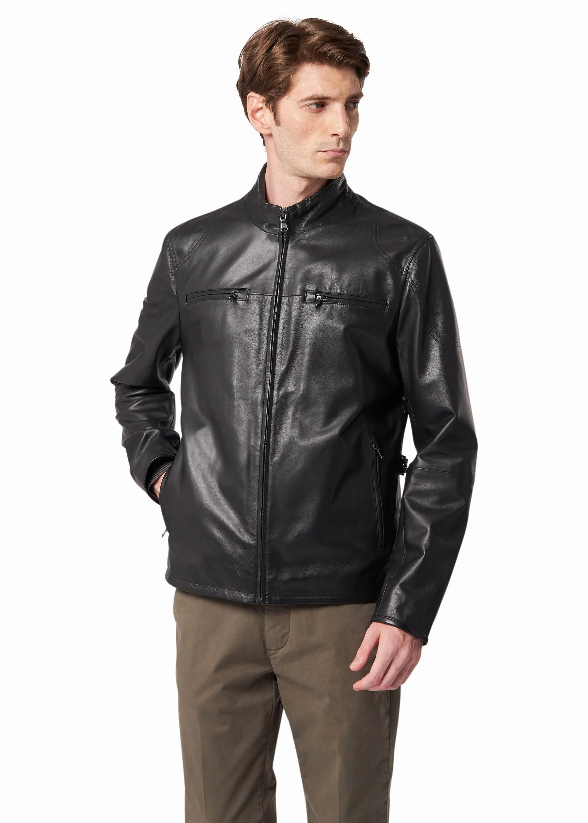 Giubbotto biker in pelle
