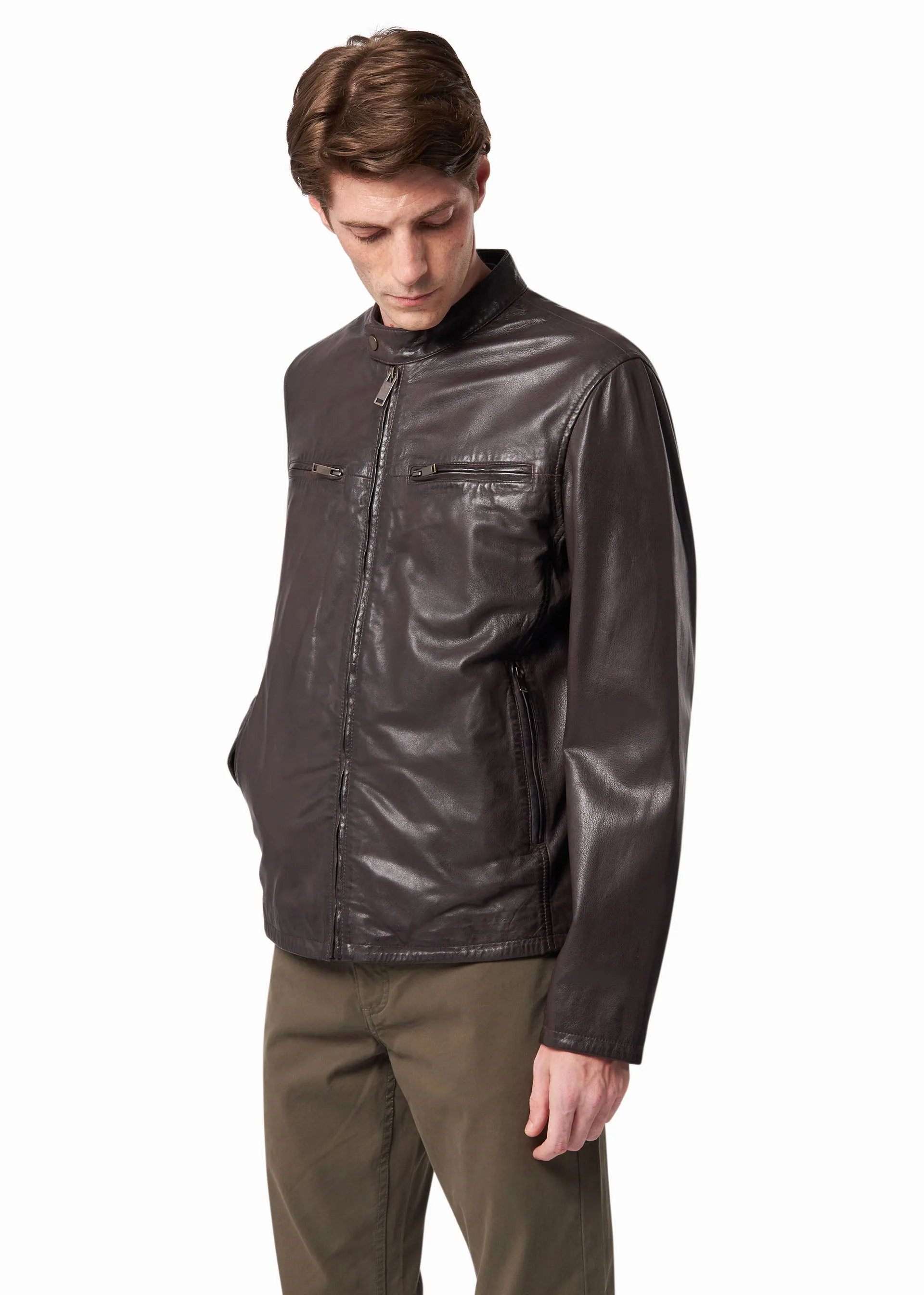 Giubbotto biker in pelle