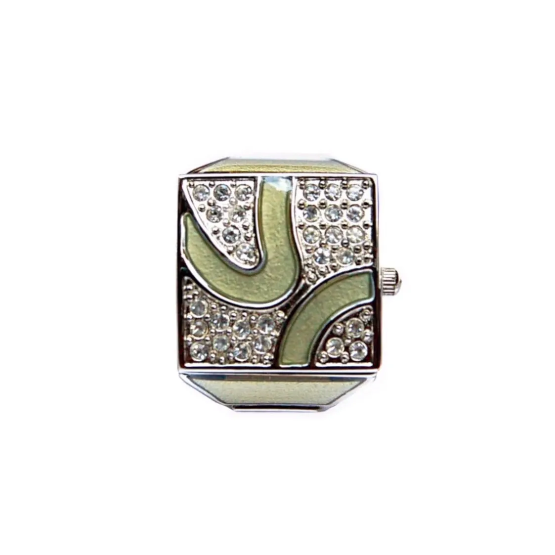 Jade Pave Cube Ring Watch