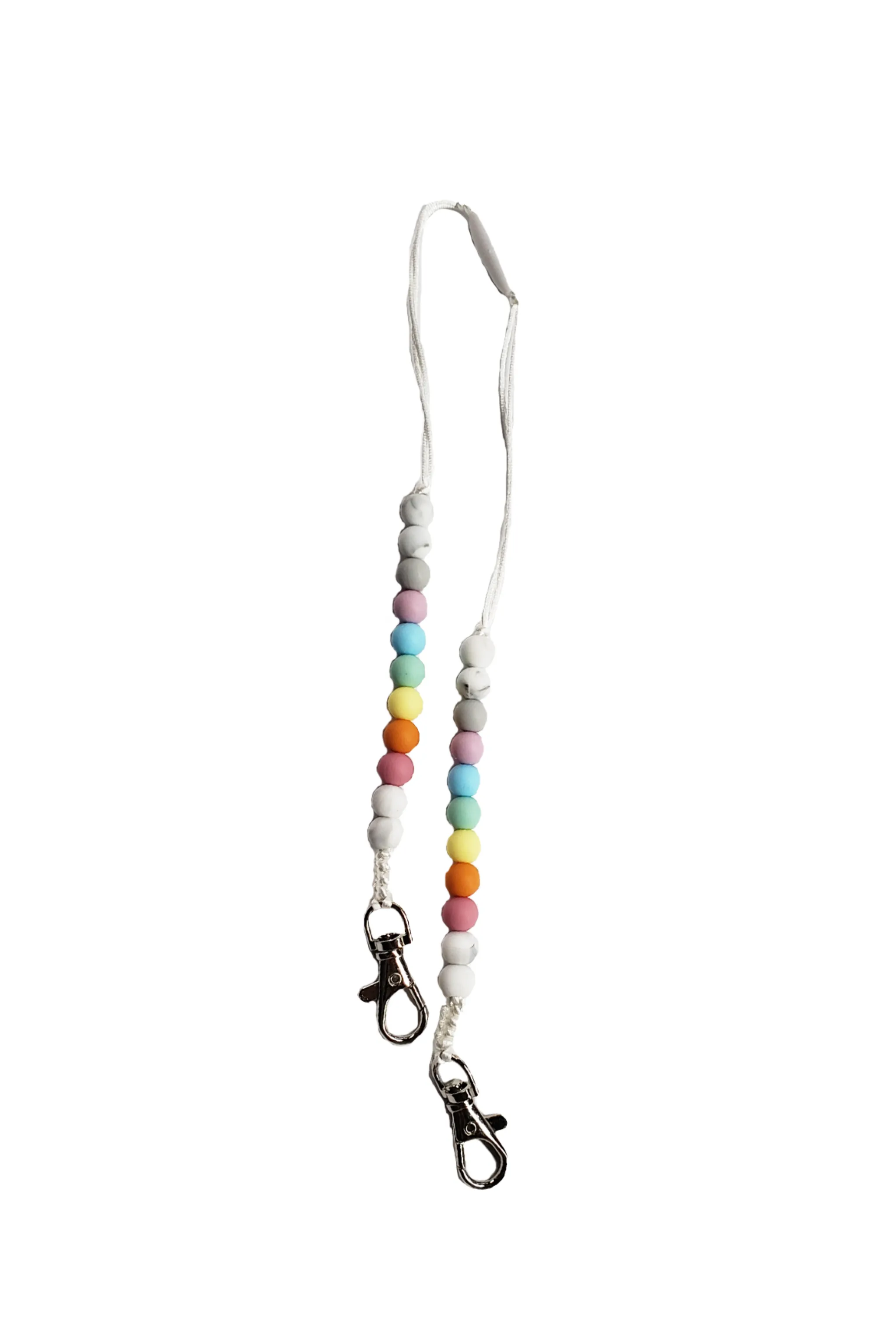 KID'S BEADED MASK LANYARD - PASTEL RAINBOW