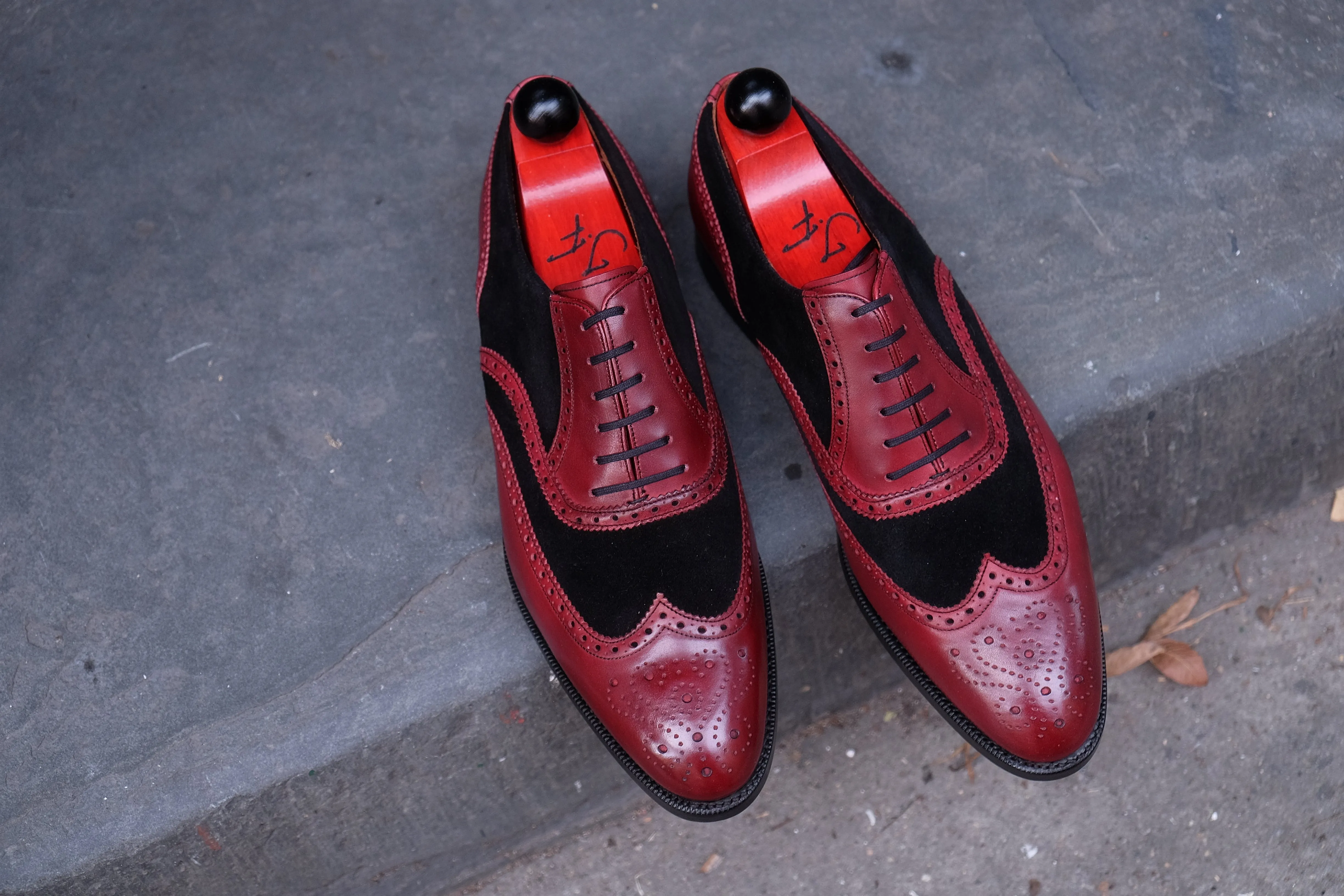 Kitsap - MTO - Burgundy Calf / Black Suede - TMG Last - City Rubber Leather Sole