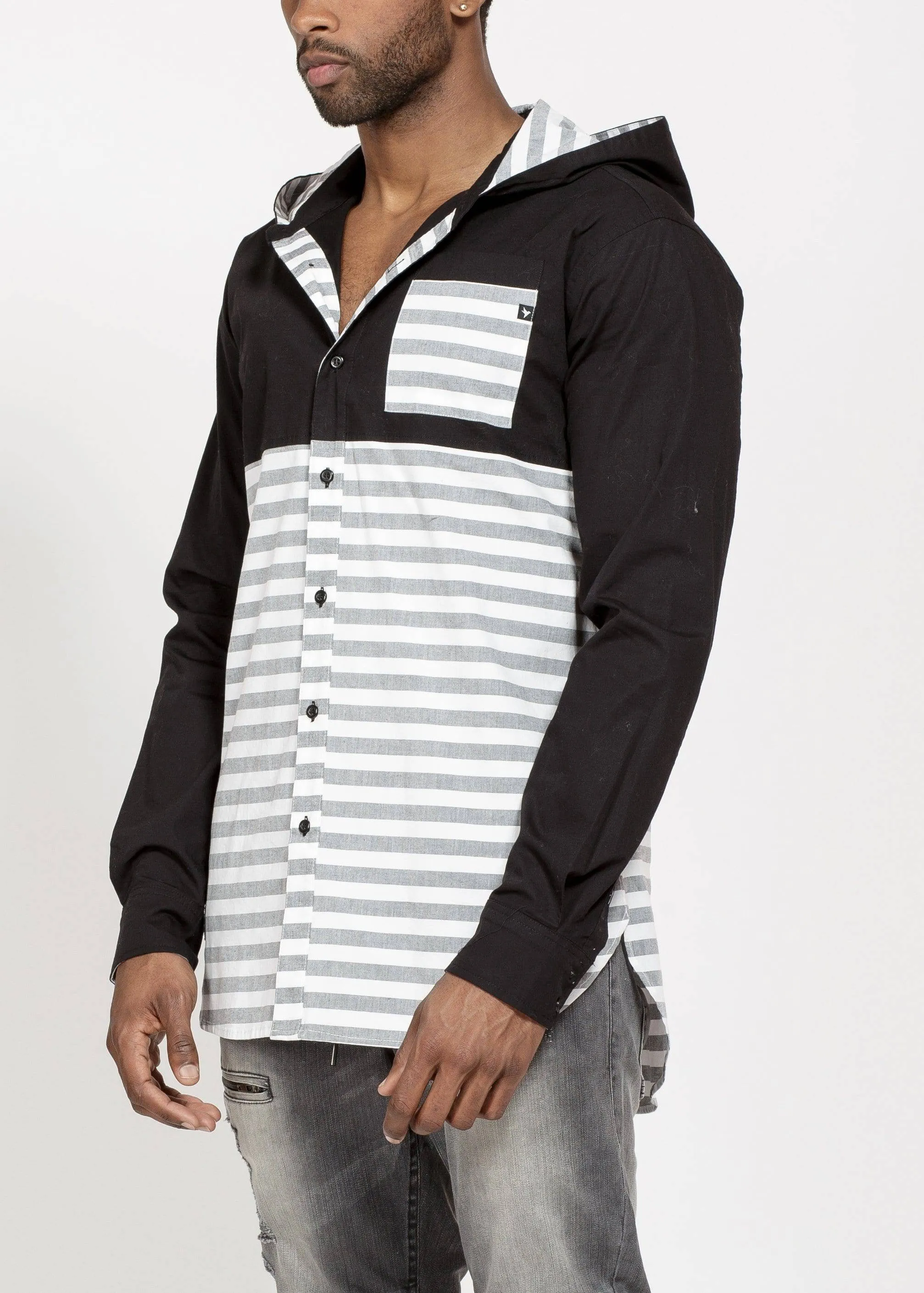 Konus Men's Elongated Hoodie Shirt in Black