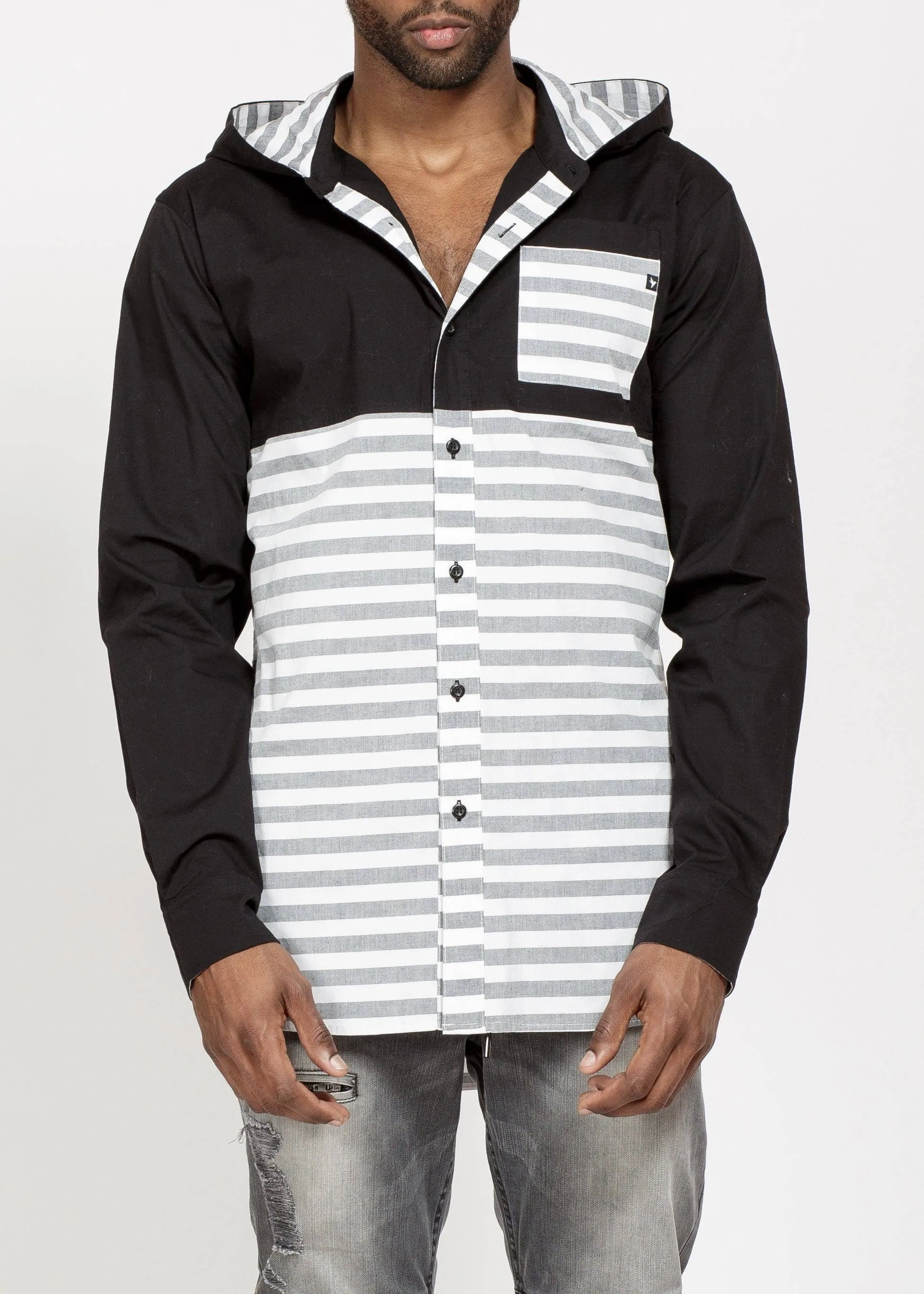 Konus Men's Elongated Hoodie Shirt in Black