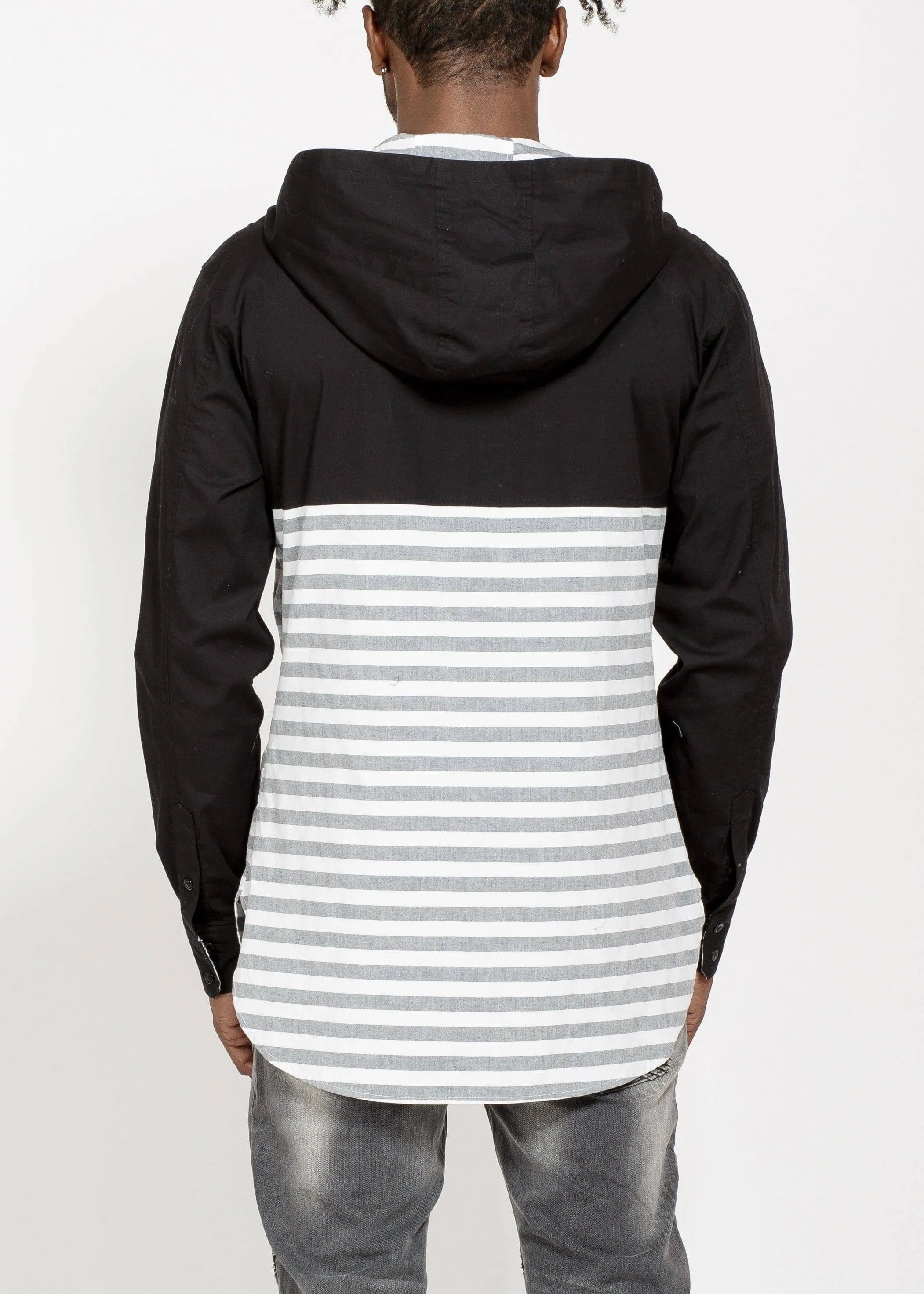 Konus Men's Elongated Hoodie Shirt in Black