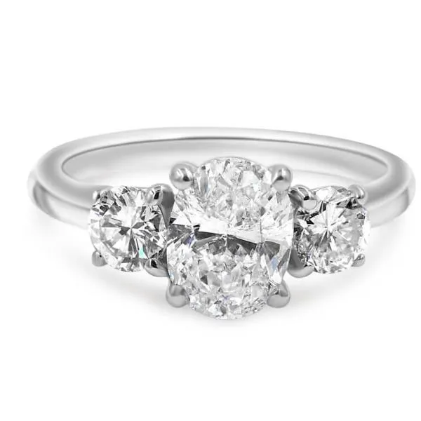 LEILANI | Oval & Round Three Stone Engagement Ring