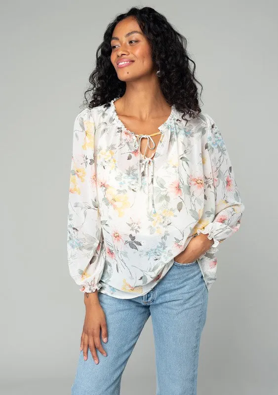 Lovestitch Sheer Floral Long Sleeve Blouse