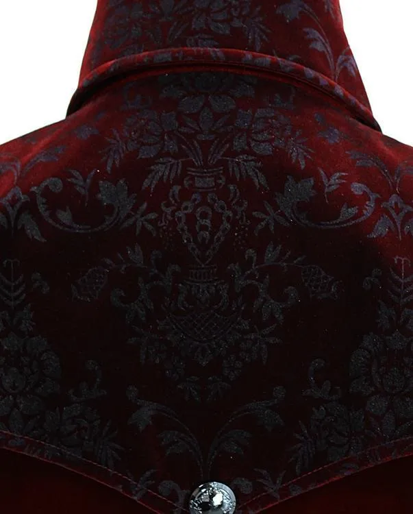 Men's Goth Stand Collar Front Zip Long Jacket