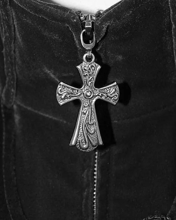 Men's Goth Stand Collar Front Zip Long Jacket
