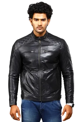 MENS LEATHER JACKET 41007 (BLACK)