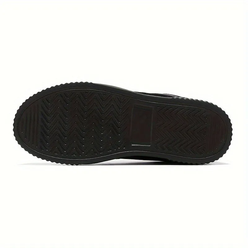 Men's Solid High Top Skate Shoes, Non Slip Comfy Lace Up Casual Shoes For Outdoor Walking Traveling, All Seasons