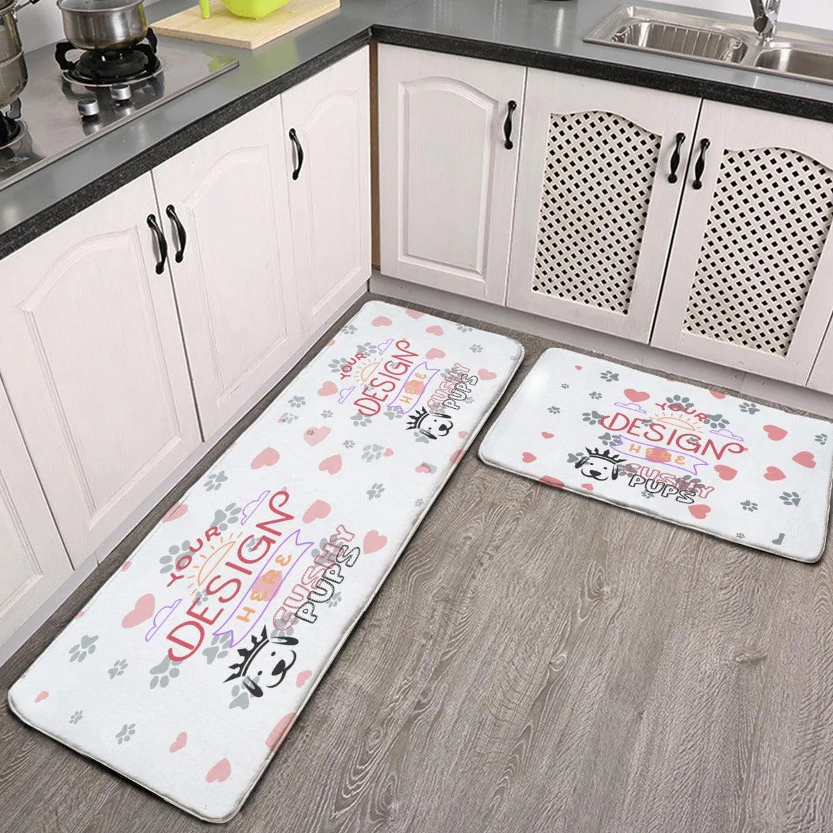 Non-slip two-piece M kitchen mat | Flannel - YOUR DESIGN HERE