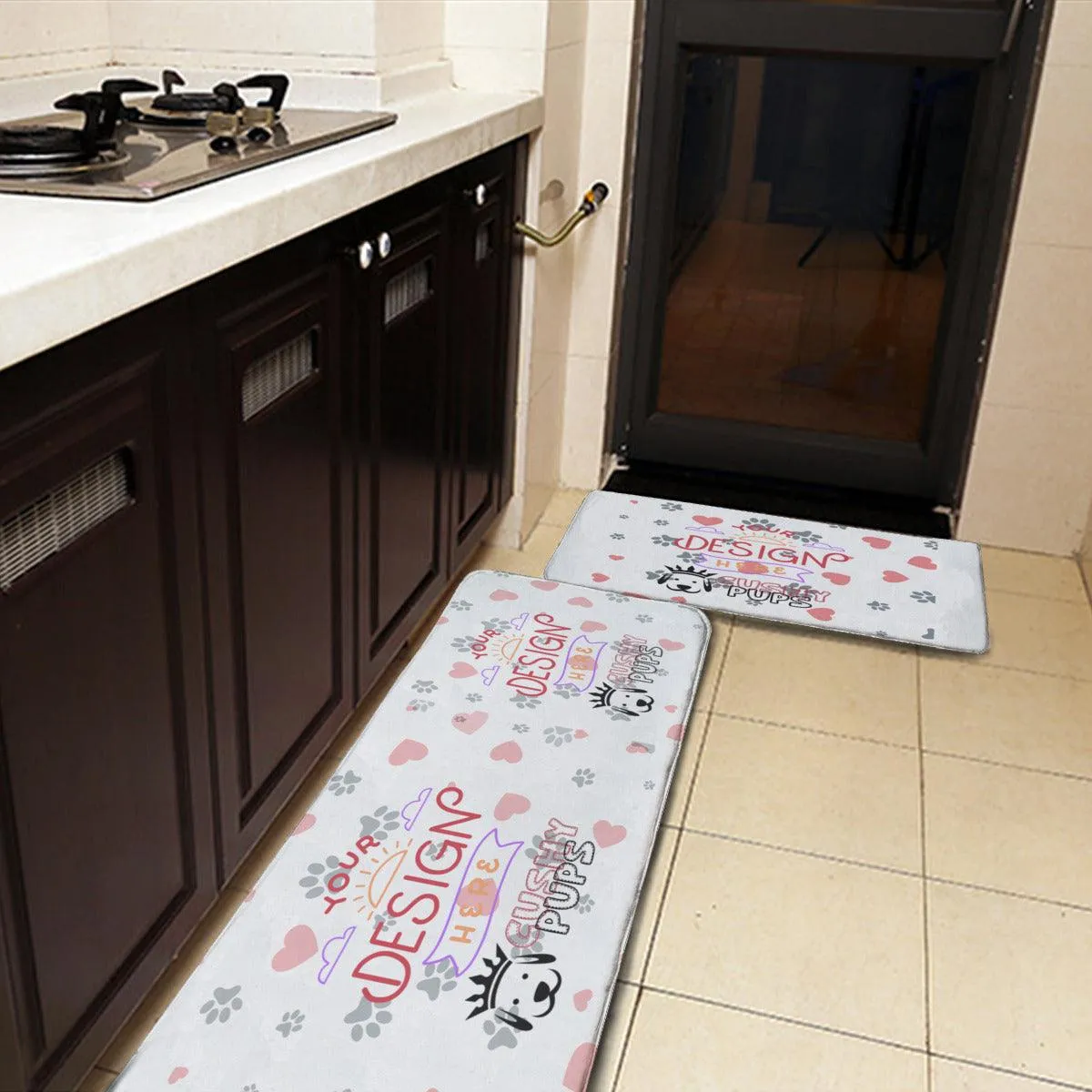 Non-slip two-piece M kitchen mat | Flannel - YOUR DESIGN HERE