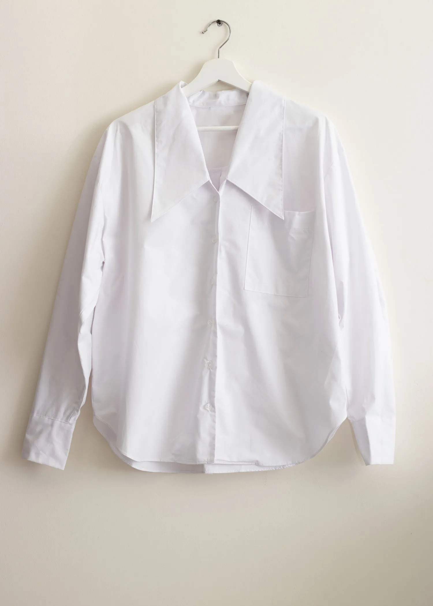 Oversized Low Collar Shirt in White