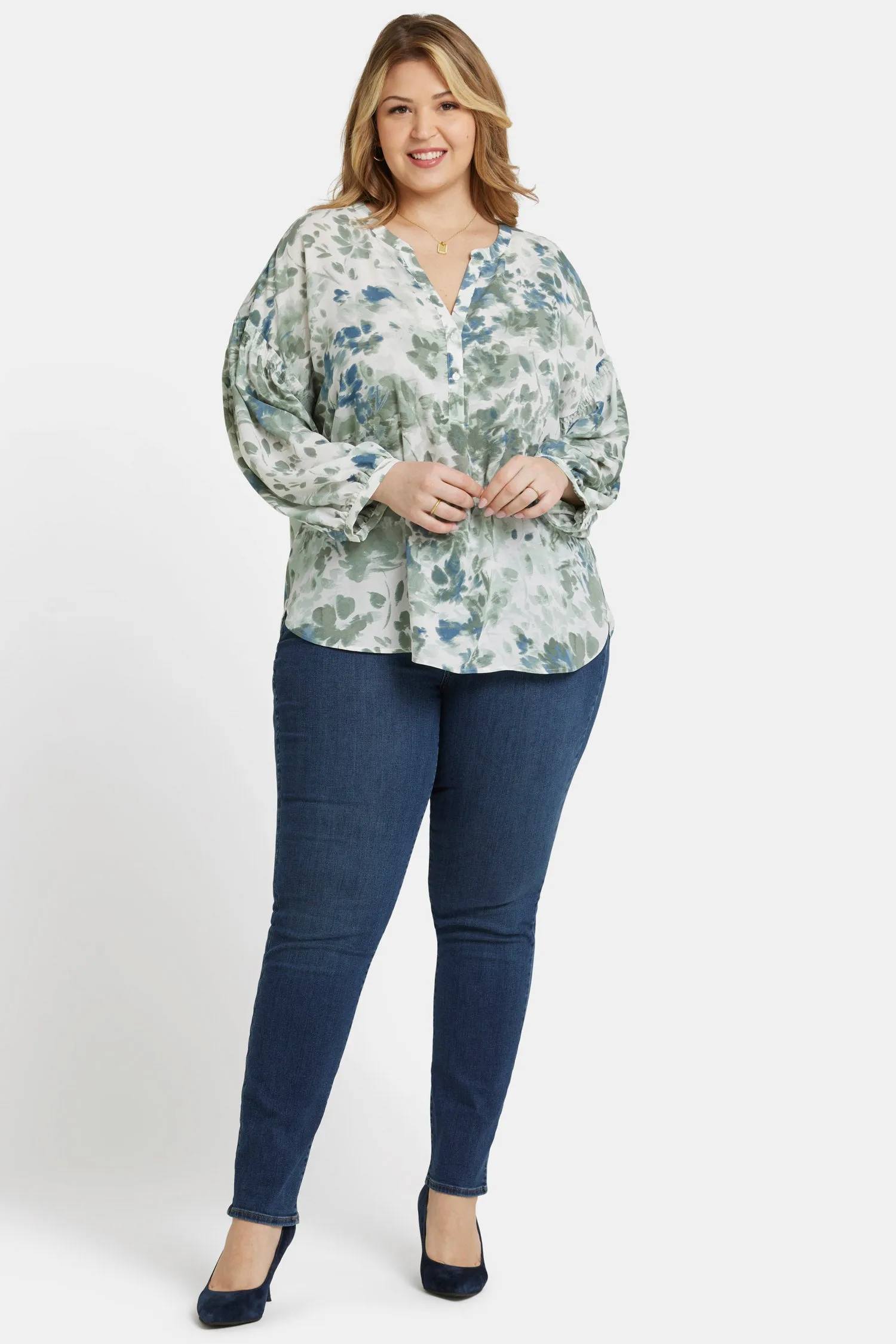 Paulina Peasant Blouse In Plus Size - Cape Malea