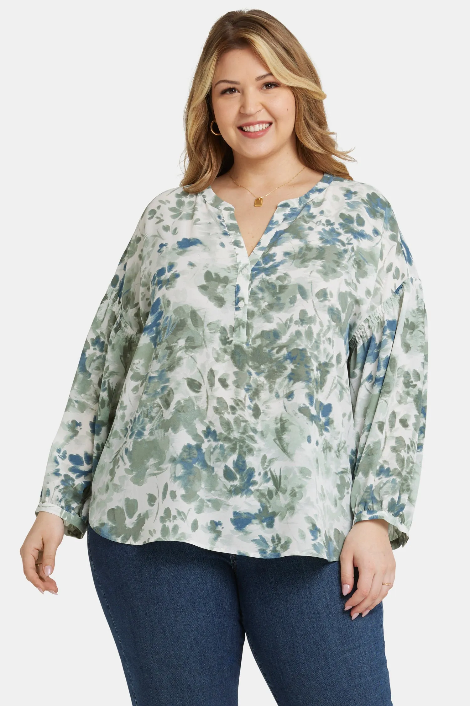 Paulina Peasant Blouse In Plus Size - Cape Malea