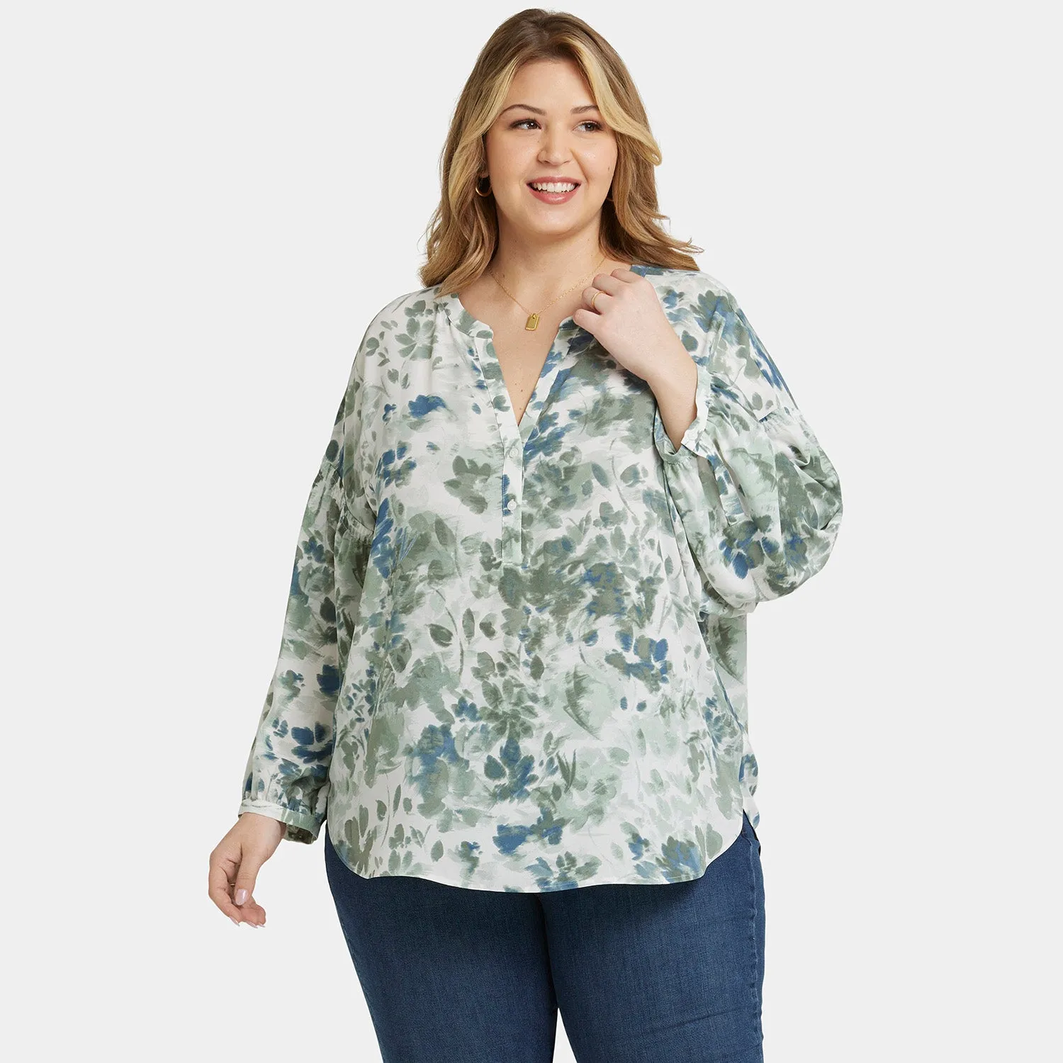 Paulina Peasant Blouse In Plus Size - Cape Malea
