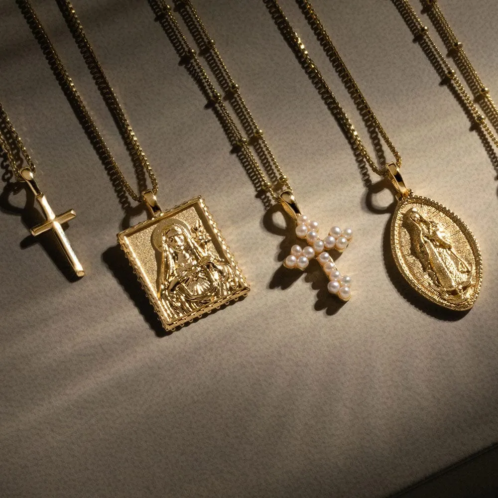 Pearl Cross Amulet