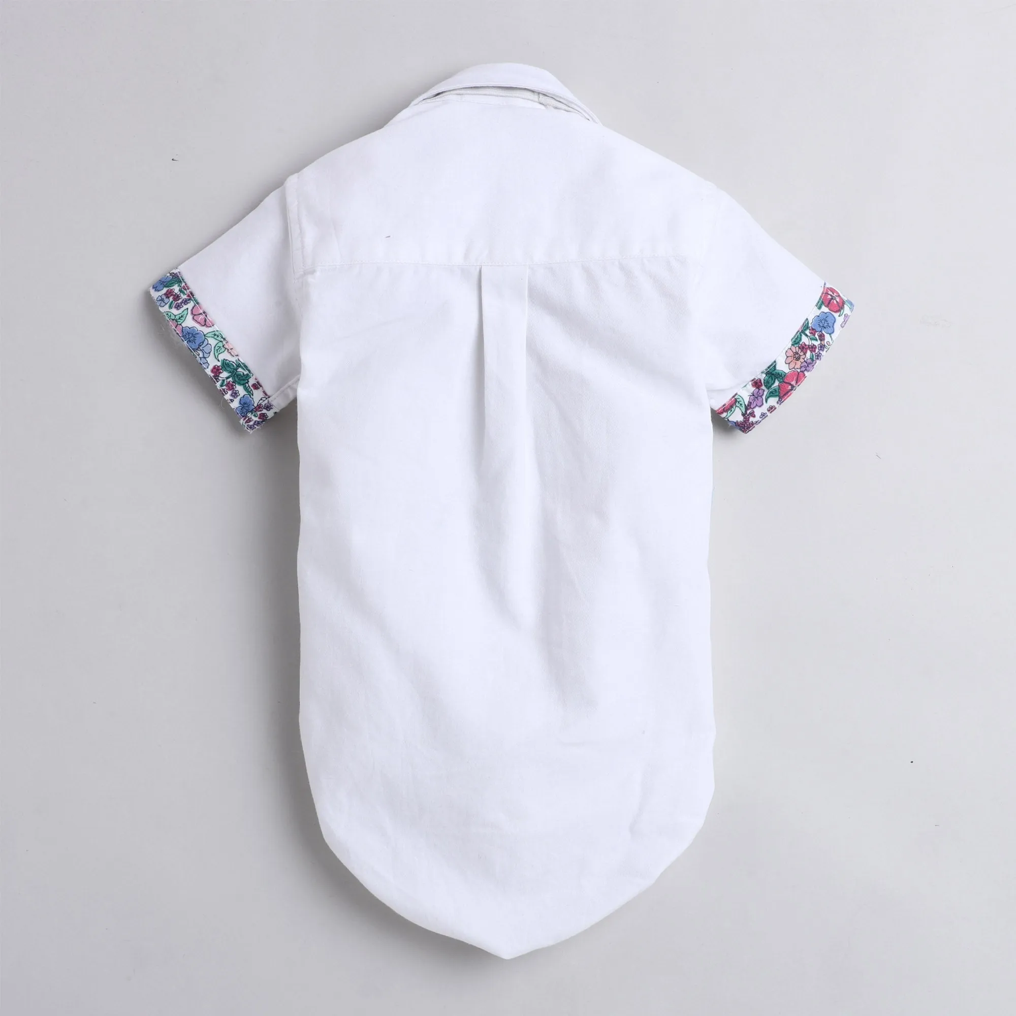 Polka Tots Half Sleeve Onesie Romper Plain Solid With Bow Tie White