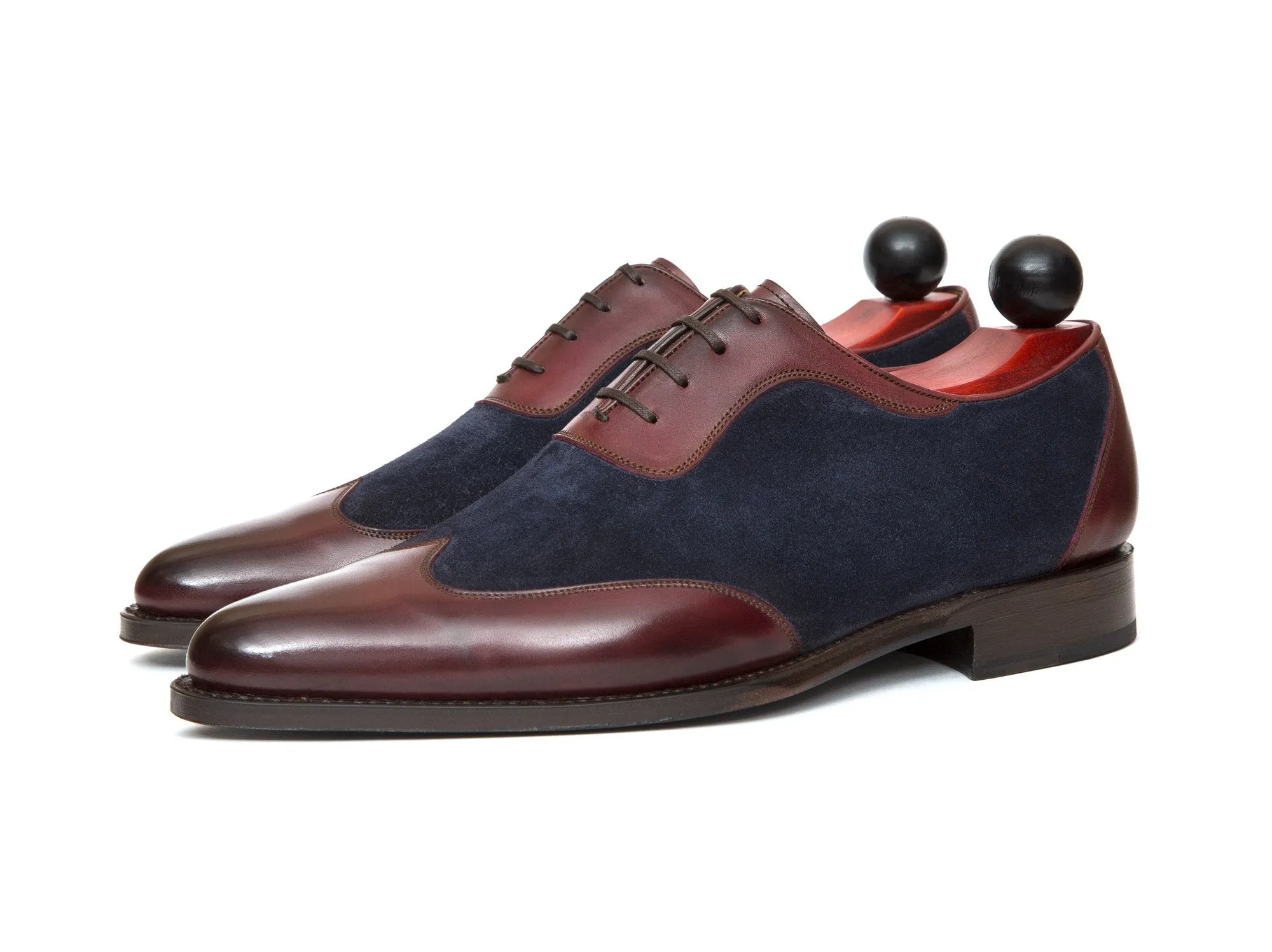 Rainier - MTO - Burgundy Calf / Navy Suede - JKF Last - Single Leather Sole