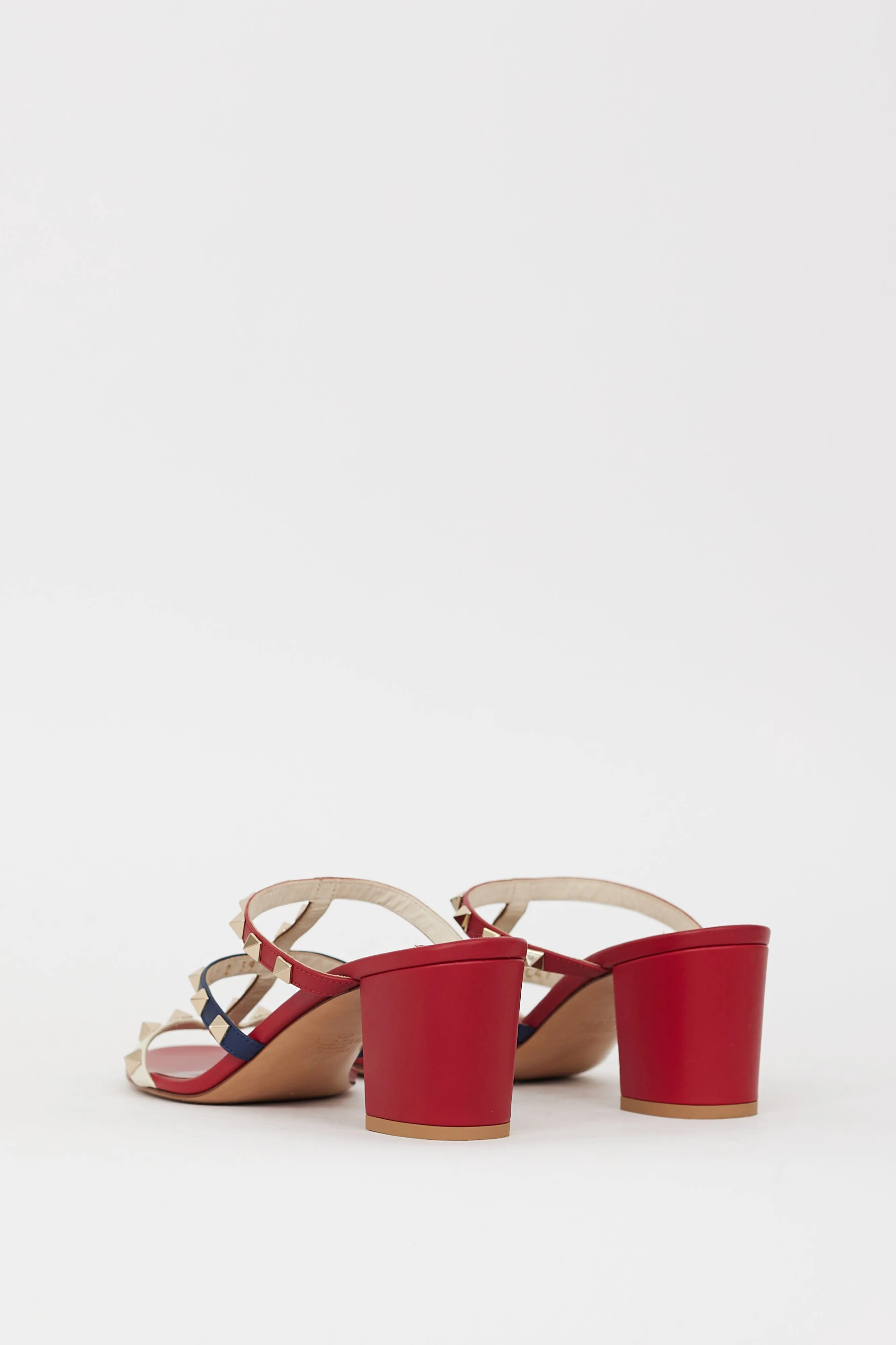 Red & Leather Multi Leather Caged Rockstud Sandal