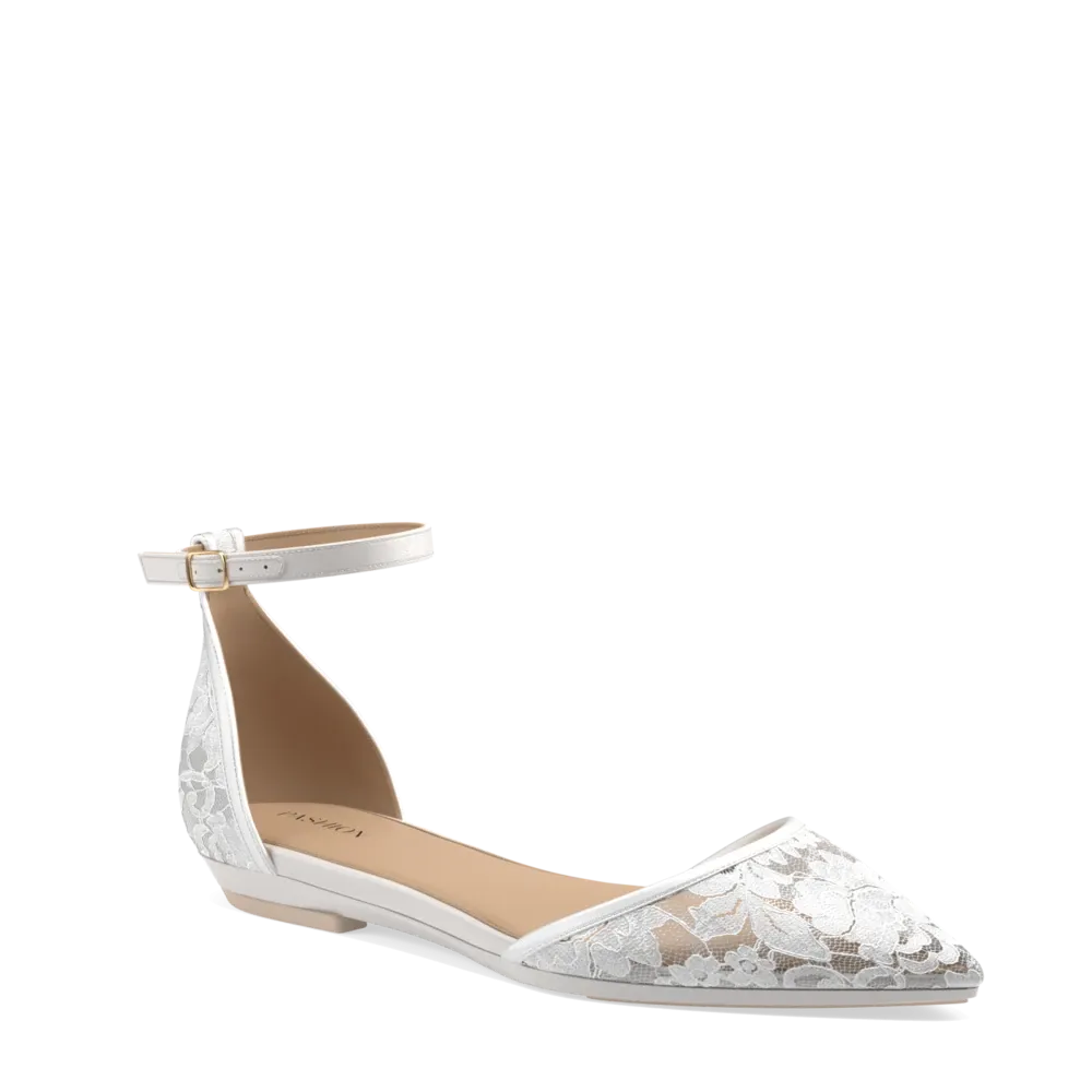 The D'Orsay - White Satin Lace   Block Heel Kit 4 White