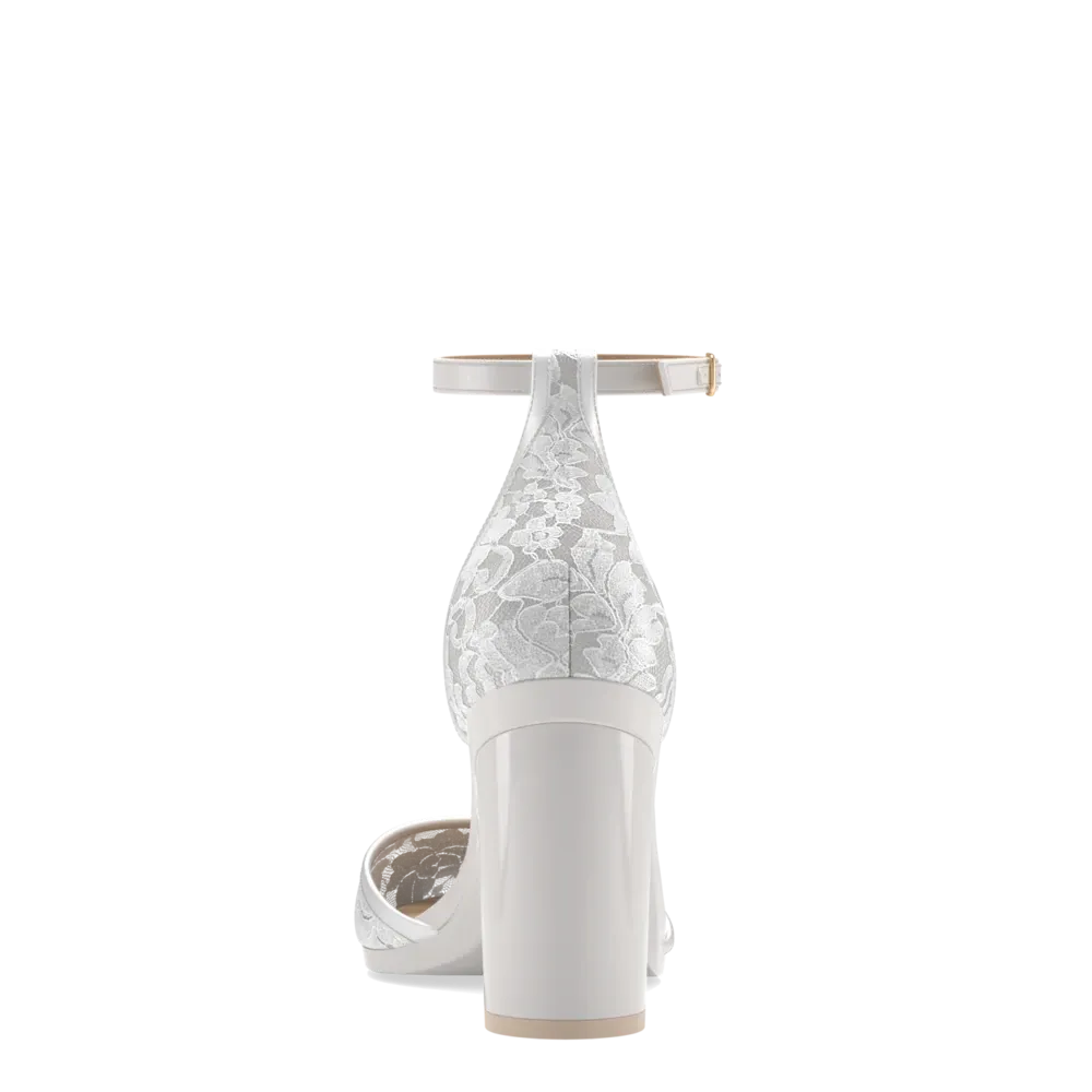 The D'Orsay - White Satin Lace   Block Heel Kit 4 White