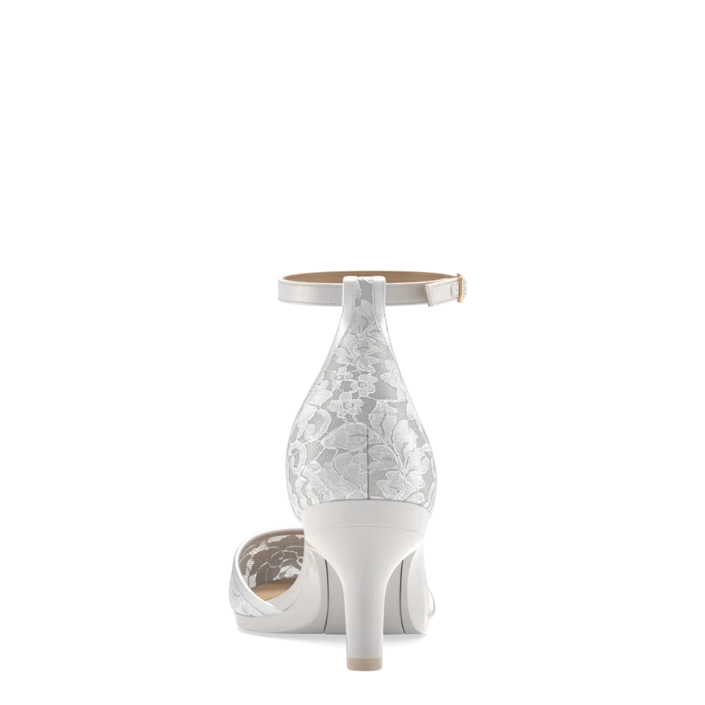 The D'Orsay - White Satin Lace   Stiletto Heel Kit 3 White