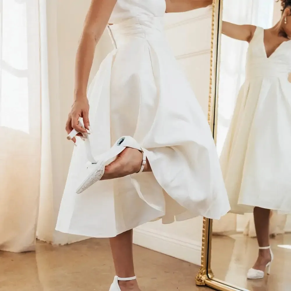 The D'Orsay - White Satin Lace   Stiletto Heel Kit 3 White