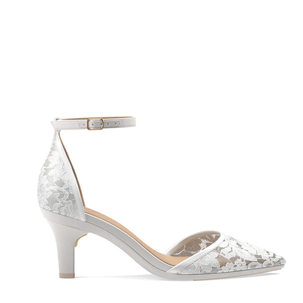 The D'Orsay - White Satin Lace   Stiletto Heel Kit 3 White