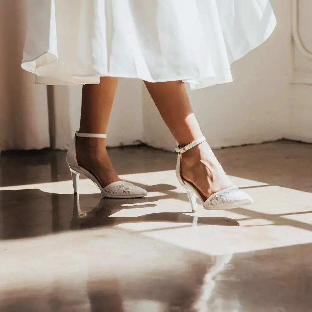 The D'Orsay - White Satin Lace   Stiletto Heel Kit 3 White